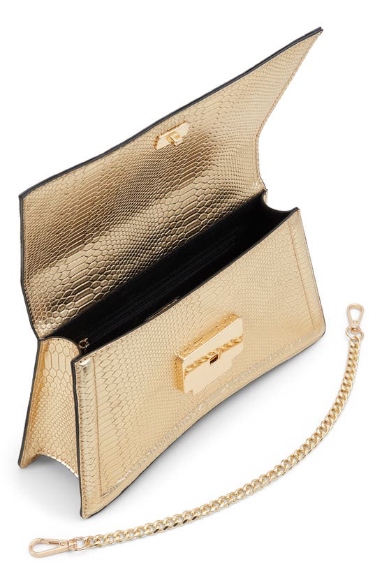 Shop Aldo Attleyyx Croc Embossed Faux Leather Top Handle Bag In Gold