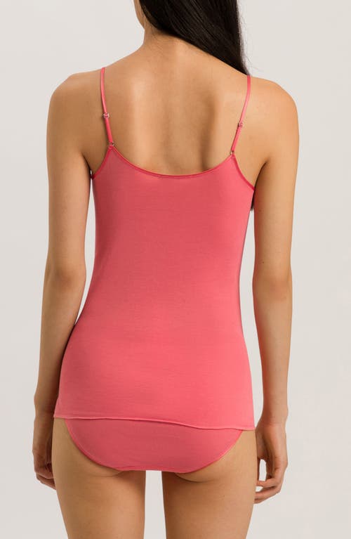 Shop Hanro Seamless V-neck Cotton Camisole In Porcelain Rose