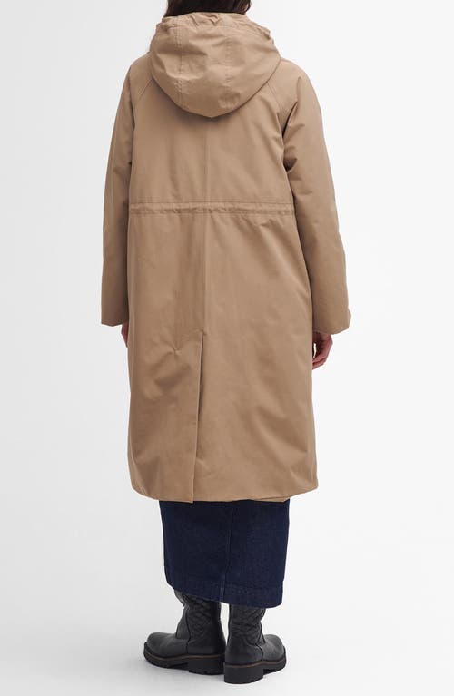 Barbour Francis Waterproof Insulated Long Coat With Removable Hood In Honey/ancient Loden Tartan
