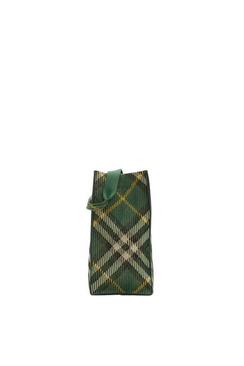 Shop Burberry Medium Check Knitted Tote In Ivy