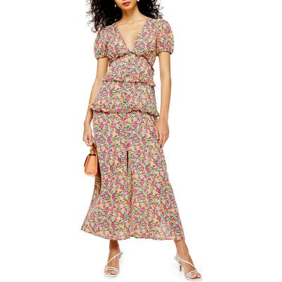 Topshop Floral Print Dress, US (fits like 6-8) - Pink