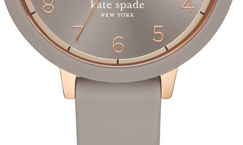 Kate Spade Women's Park Row Gray Silicone Strap Watch 34mm In Grey/rose Gold