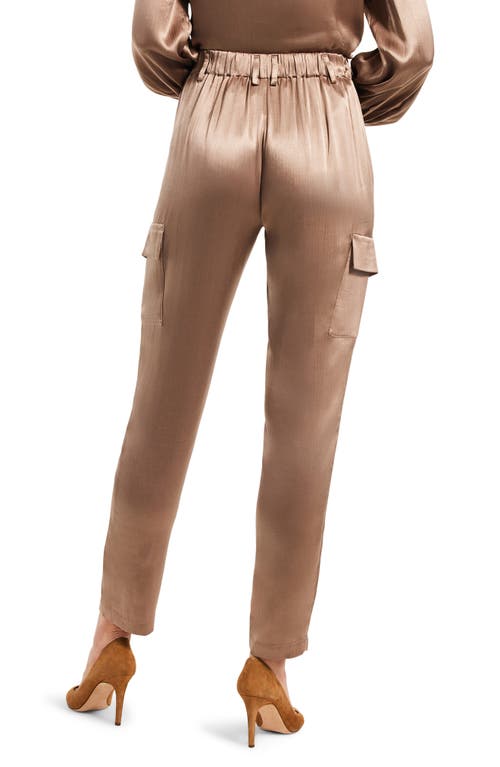 Nic + Zoe Elevated Satin Tapered Leg Cargo Pants In Stucco