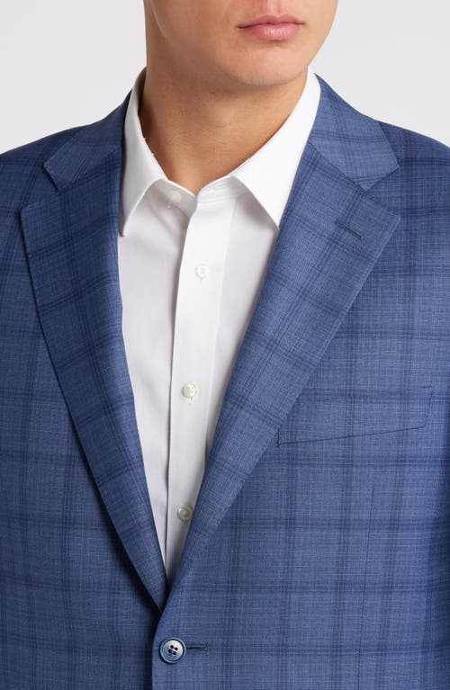 Shop Canali Siena Regular Fit Check Stretch Wool Sport Coat In Blue