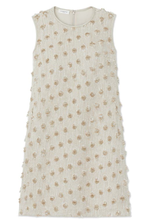 Shop Lafayette 148 New York Clip Dot Jacquard Sleeveless Shift Dress In Plaster Iridescent