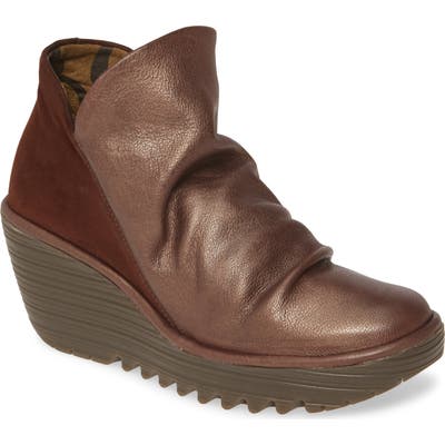 Fly London Yip Wedge Bootie-7- Brown
