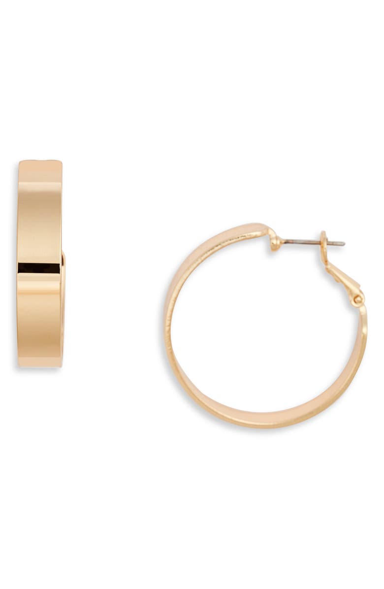 NORDSTROM Medium Sleek Flat Hoop Earrings, Main, color, GOLD