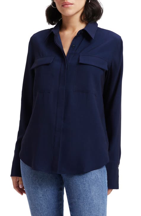 Flap Pocket Button-Up Shirt (Regular & Plus Size)