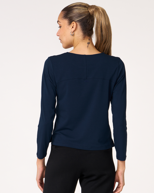 Shop Rebody Active Rebody Essentials Mid Length Long Sleeve Top In Navy