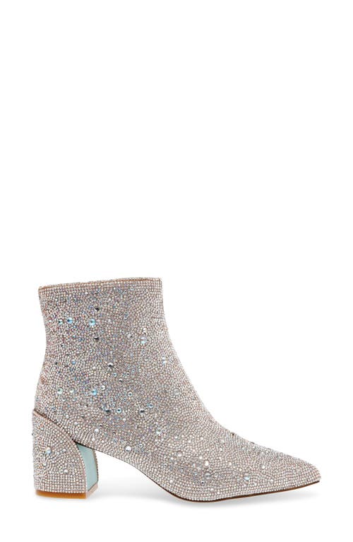 Shop Betsey Johnson Corry Embellished Pointed Toe Bootie In Rhinestone