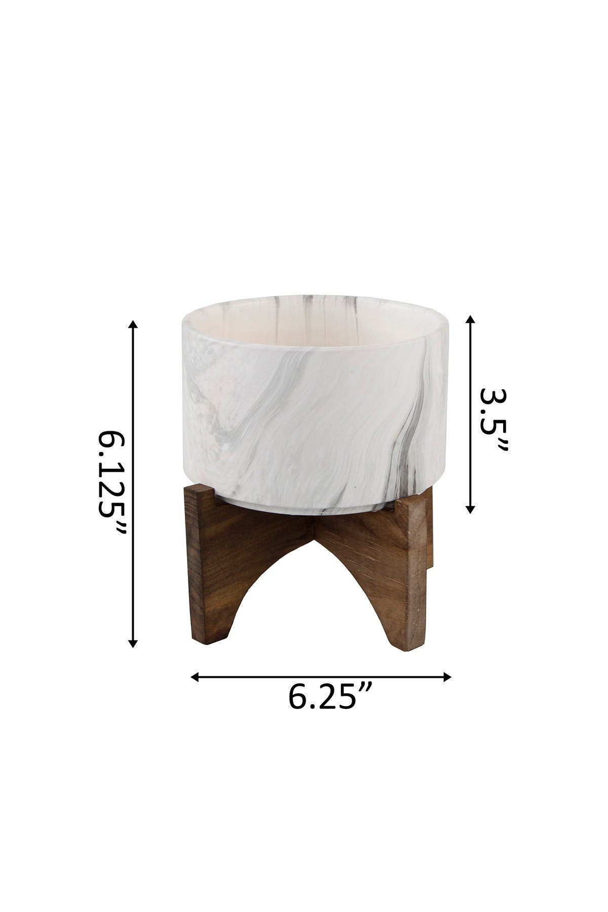 Flora Bunda Marble Finish Ceramic On Wood Stand In Open Miscellaneous