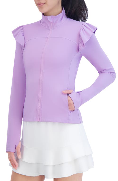 Shop Sage Collective Sage Collective Flyer Ruffled Performance Zip Jacket In Lilac