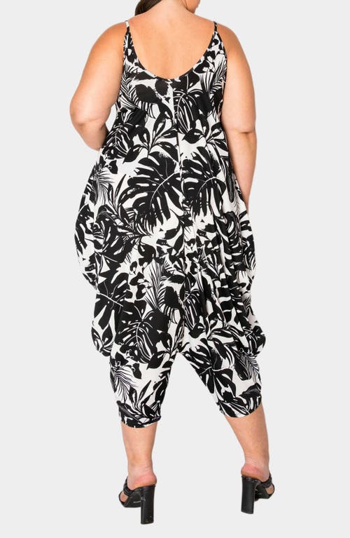 L I V D Kiana Palm Print Jumpsuit In Black/white