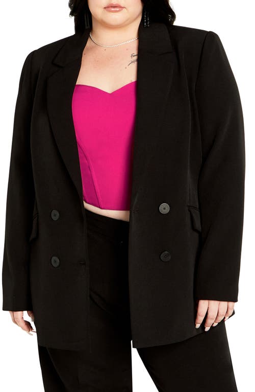 City Chic Alexis Oversize Double Breasted Blazer in Black 