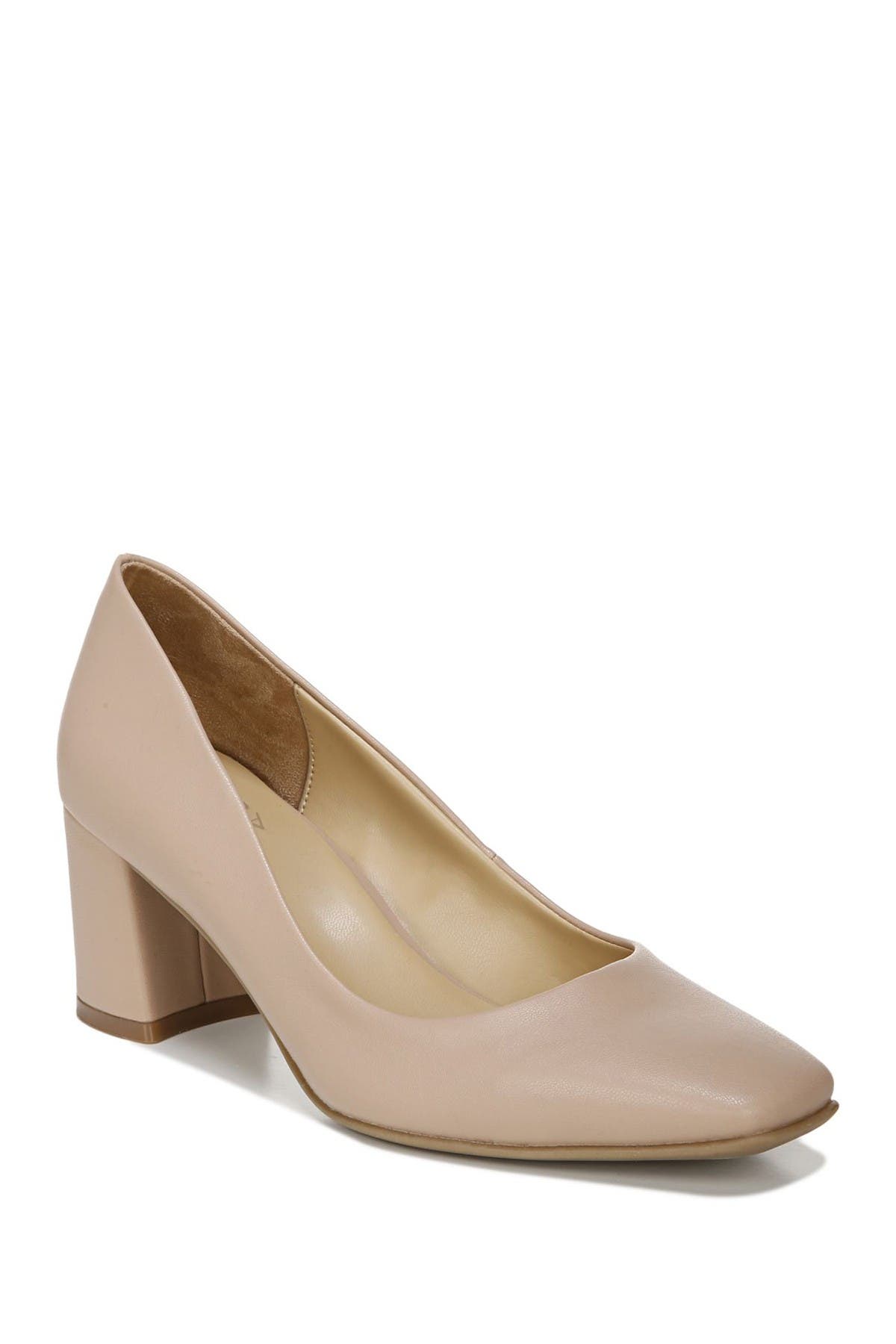 leather block heel pumps