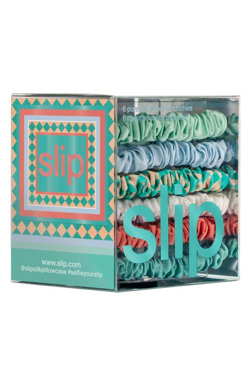 Shop Slip Pure Silk 6-pack Skinny Scrunchies In Seabreeze