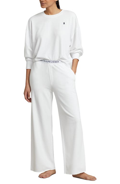 Polo Ralph Lauren Sweatshirt & Wide Leg Pajamas White Cloud at Nordstrom,