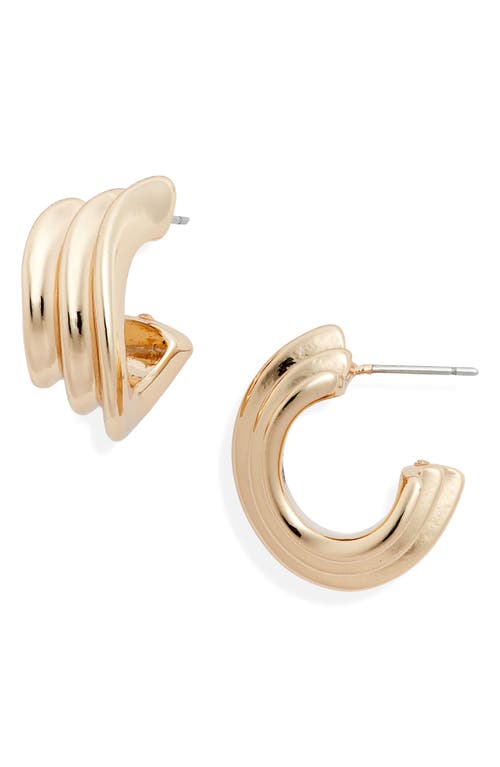 Ridged Hoop Earrings in Gold