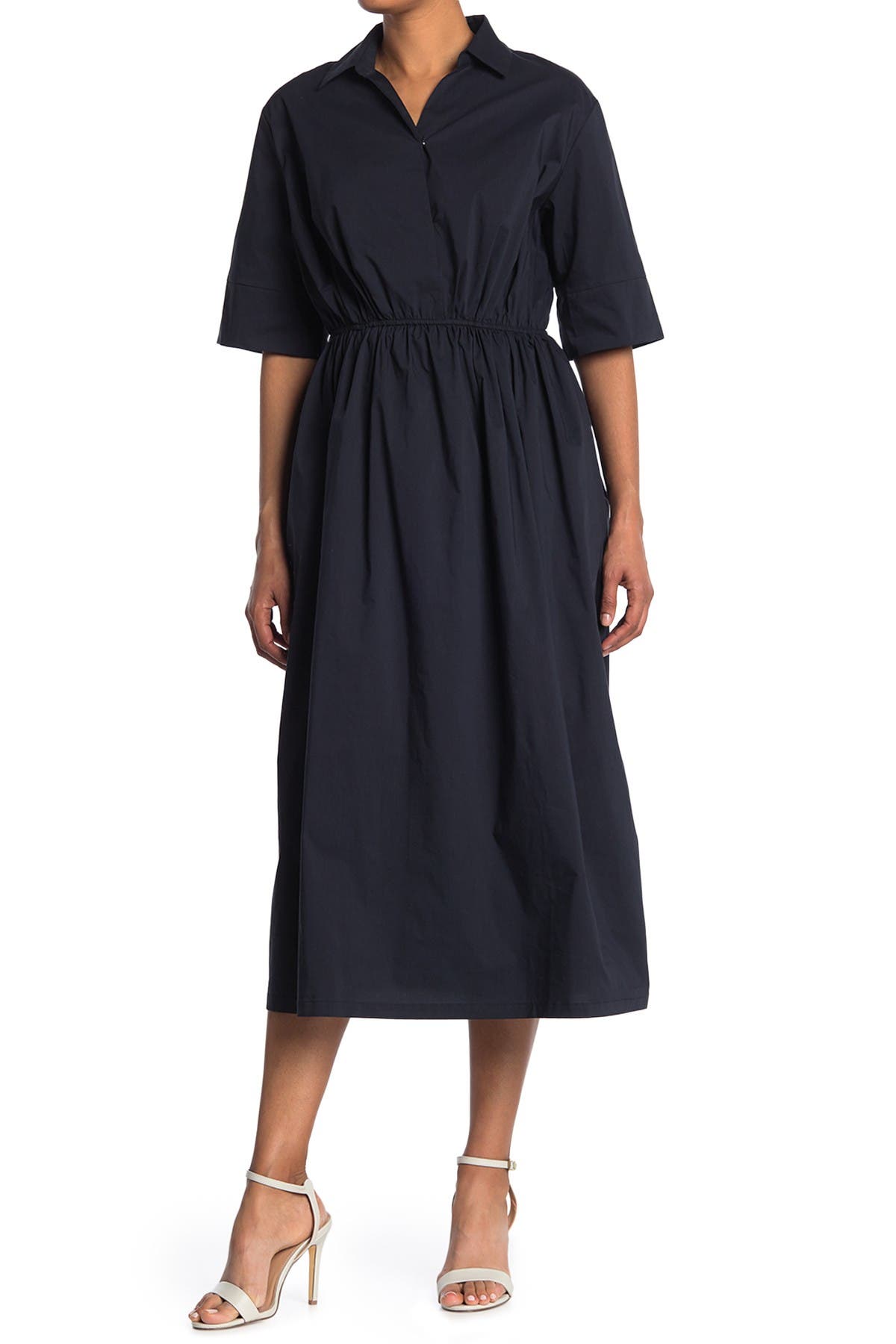 MELLODAY | Short Sleeve V-Neck Elastic Waist Midi Dress | Nordstrom Rack