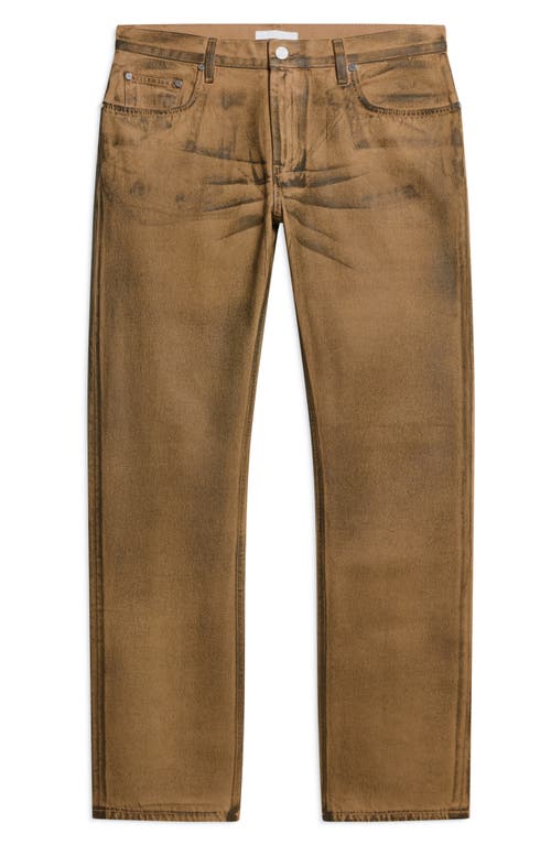 Shop Helmut Lang Worker Organic Cotton Straight Leg Jeans In Waxed Oil Stain