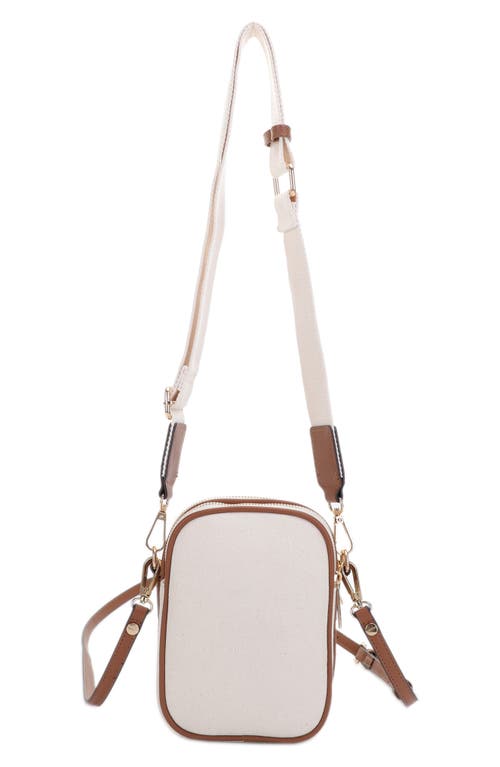 Mali + Lili Josephine Canvas & Vegan Leather Crossbody Bag In Beige/cognac