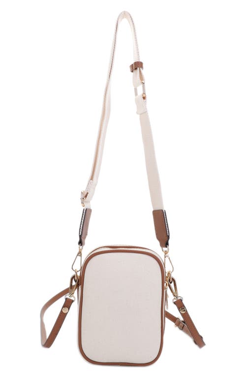 Shop Mali + Lili Josephine Canvas & Vegan Leather Crossbody Bag In Beige/cognac