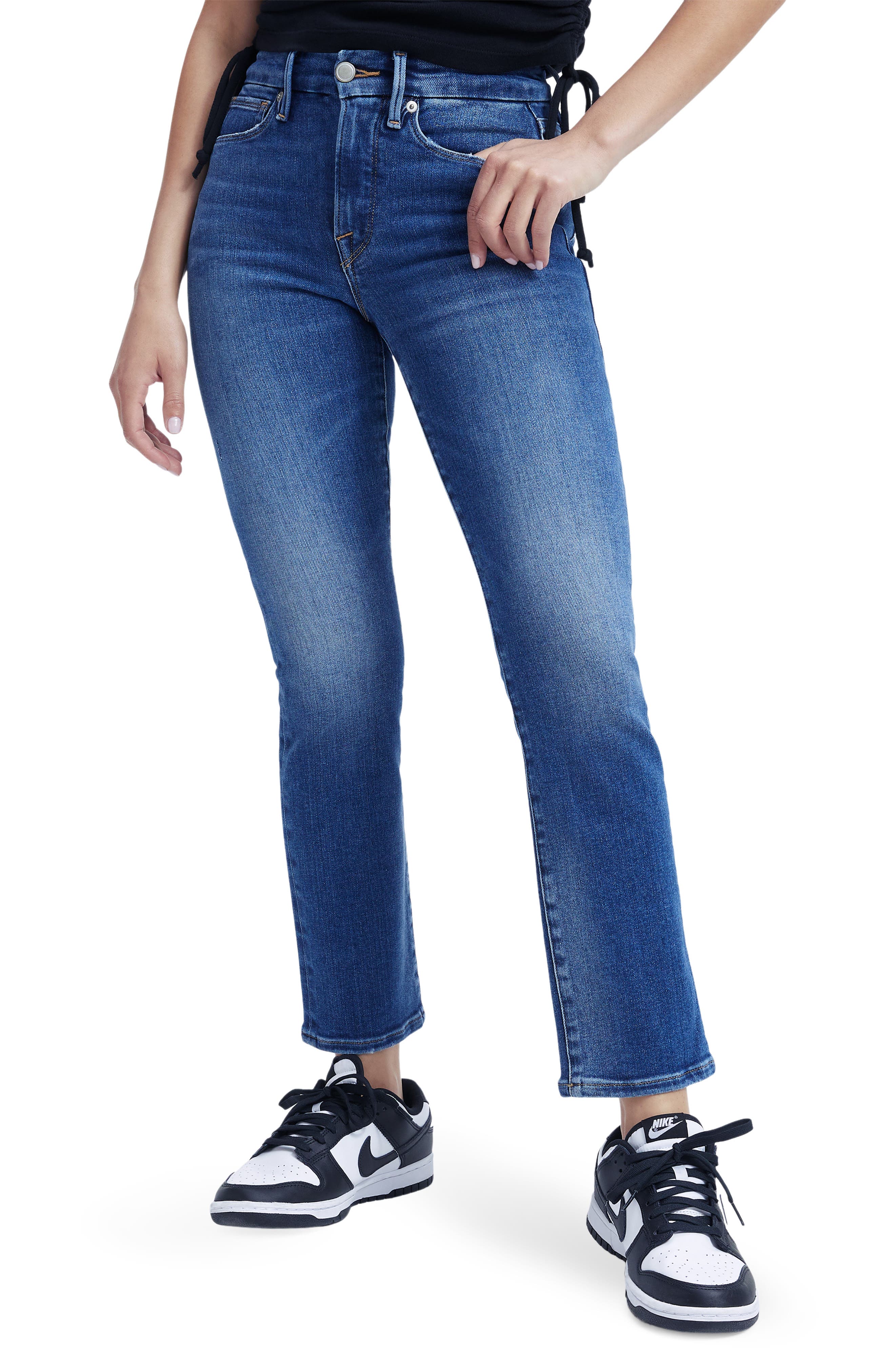 Ladies Plus Size High Waist Straight Leg Stretch Jeans Solid Colour 14-24 