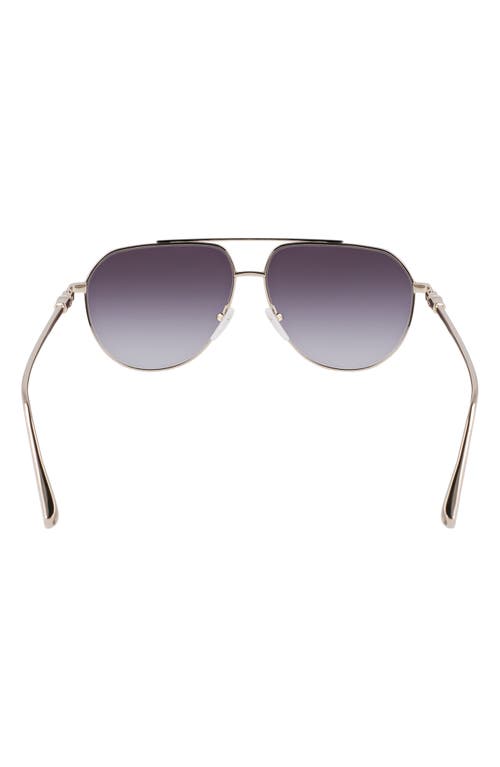 Longchamp Roseau 57mm Gradient Aviator Sunglasses In Gold/gradient Smoke