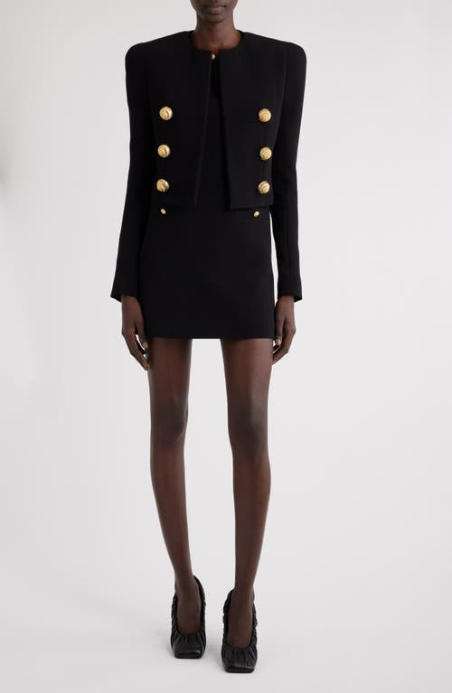 Shop Balmain Spencer Boxy Crop Jacket In 0pa Black