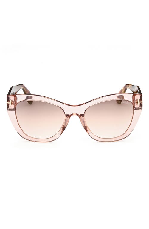 TOM FORD Cara 56mm Square Sunglasses in Shiny Pink /Brown Mirror at Nordstrom