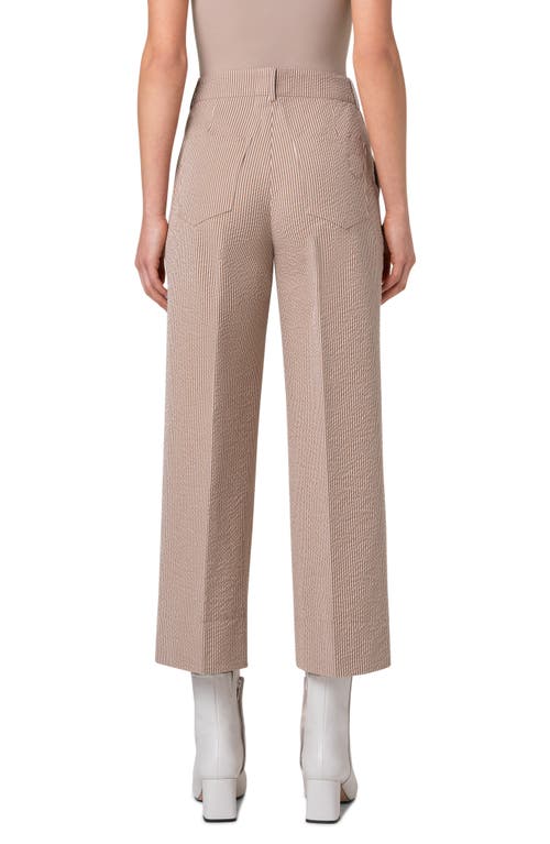 Akris Punto Chiara High-rise Cotton-blend Seersucker Wide-leg Ankle Pants In Toffee-cream