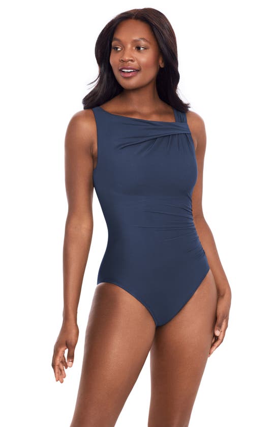 Shop Miraclesuit Rock Solid Avra Underwire One-piece Swimsuit In Midnight Blue