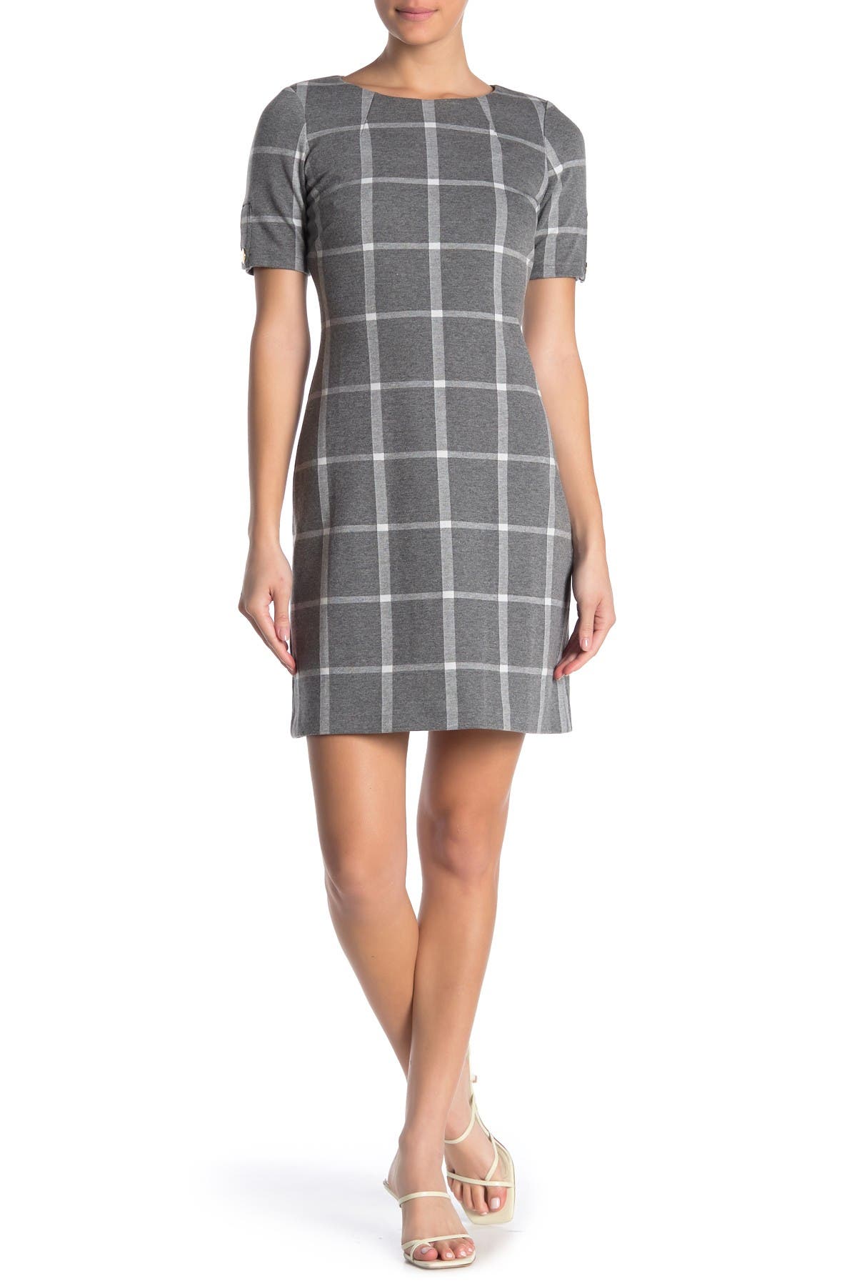 Calvin Klein | Windowpane Print Knit Dress | Nordstrom Rack