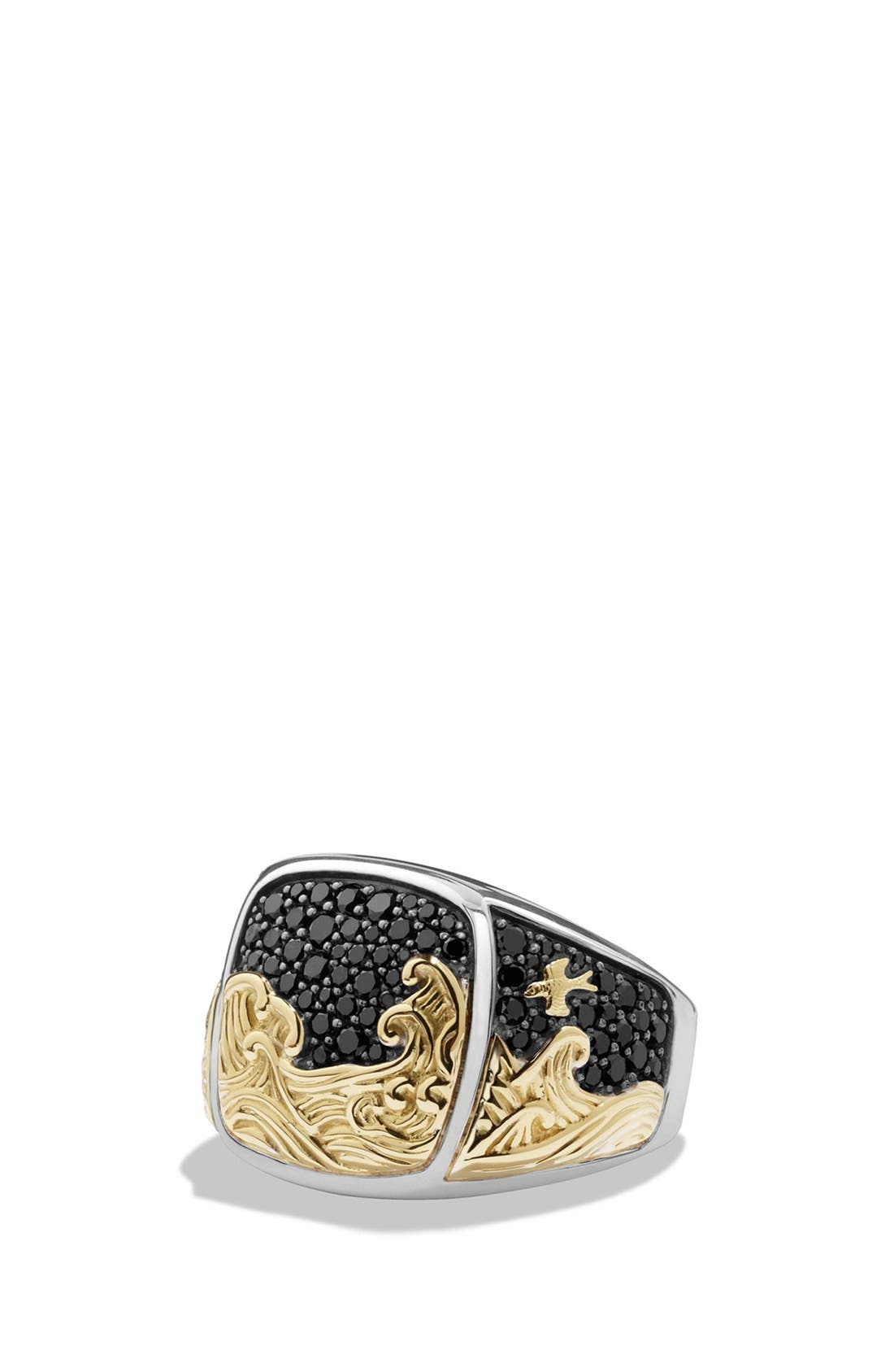 David Yurman 'Waves' Ring with 18K Gold and Black Diamonds