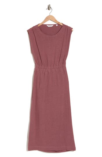 Shop Joie Natalia Linen & Cotton Elastic Waist Maxi Dress In Rose Brown