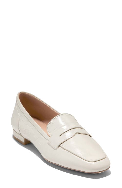 Cole Haan Tarese Penny Loafer in Ivory Croc Print Leather 