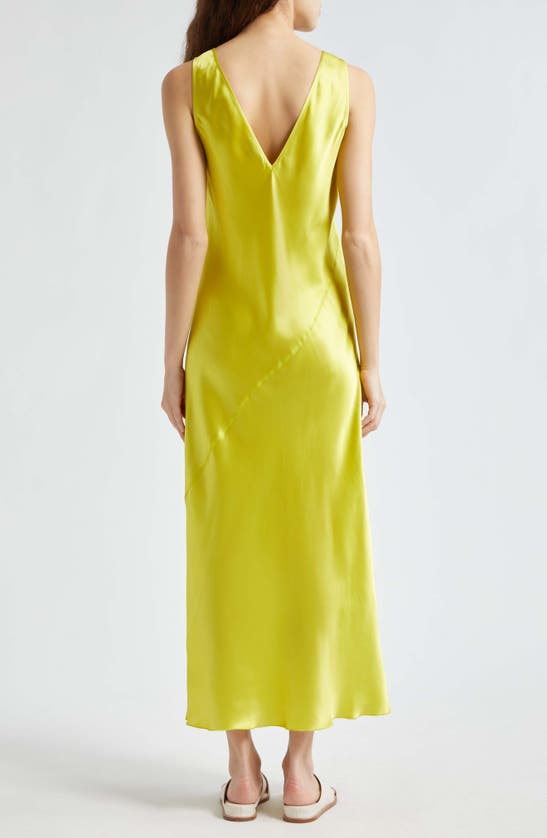 Shop Atm Anthony Thomas Melillo Silk Charmeuse Slipdress In Chartreuse Yellow