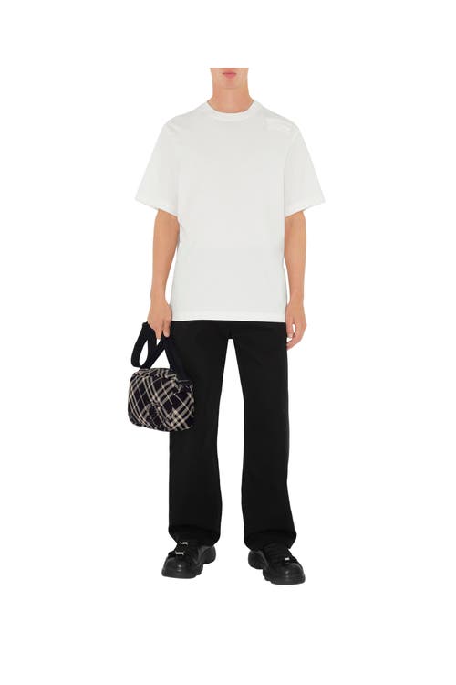 Burberry Ekd-appliqué Checked Crossbody Bag In Black/calico