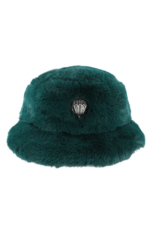 Faux Fur Bucket Hat in Dark Green