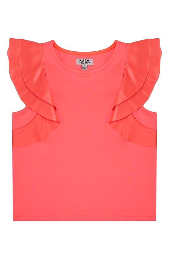 Shop Mia New York Kids' Flutter Sleeve Top In Coral