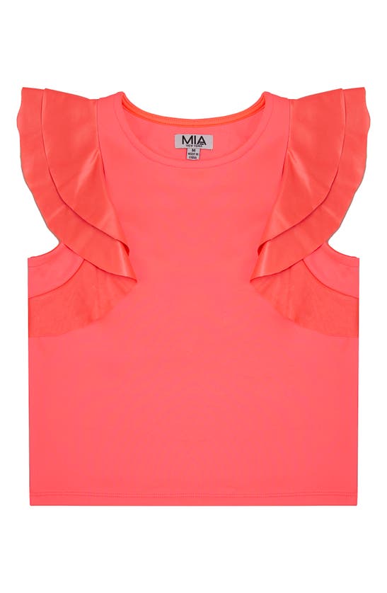 Shop Mia New York Kids' Flutter Sleeve Top In Coral