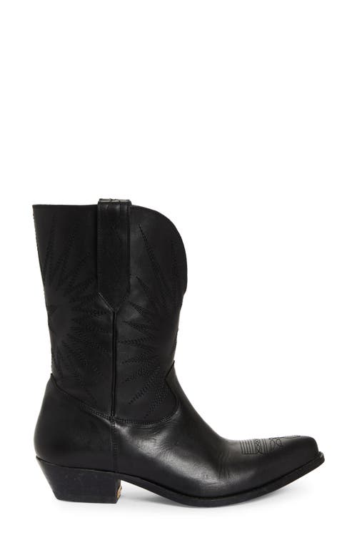 Golden Goose Wish Star Pointed Toe Western Boot In Black