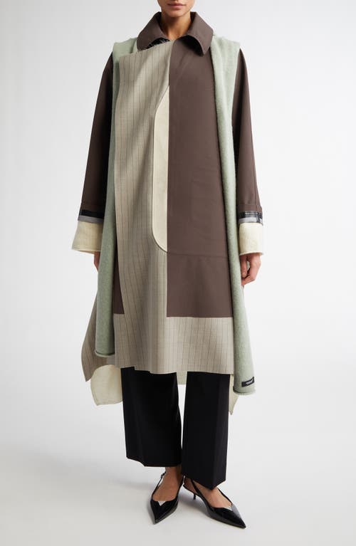 Shop Undercover Mixed Media Coat In Gray Brown