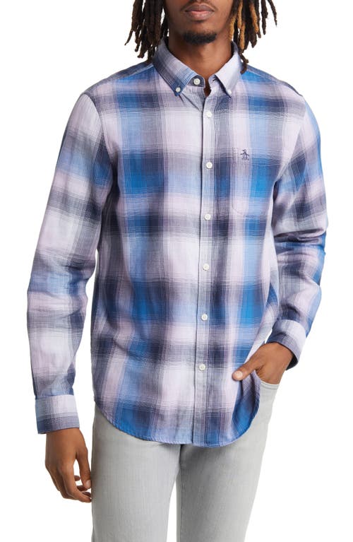 Plaid Slim Fit Button-Down Shirt in Azure Blue