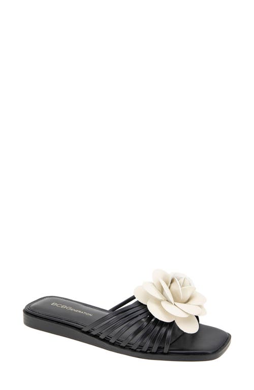 Masha Flower Appliqué Sandal in Black-Bianca
