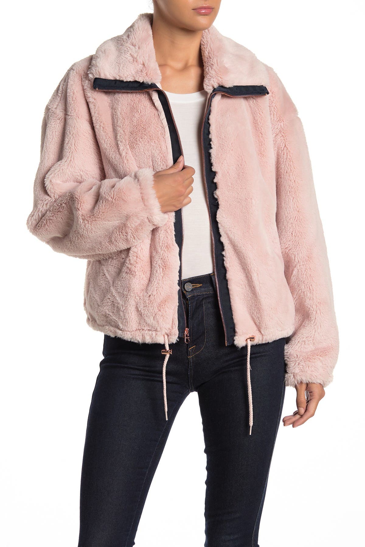 lucky brand missy short faux fur jacket