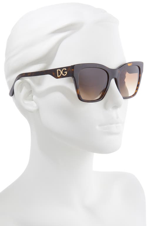 Dolce & Gabbana 53mm Gradient Cat Eye Sunglasses In Havana/brown Gradient