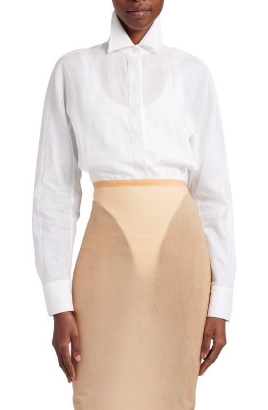 Shop Alaïa Tank & Shirt Thong Bodysuit In Blanc