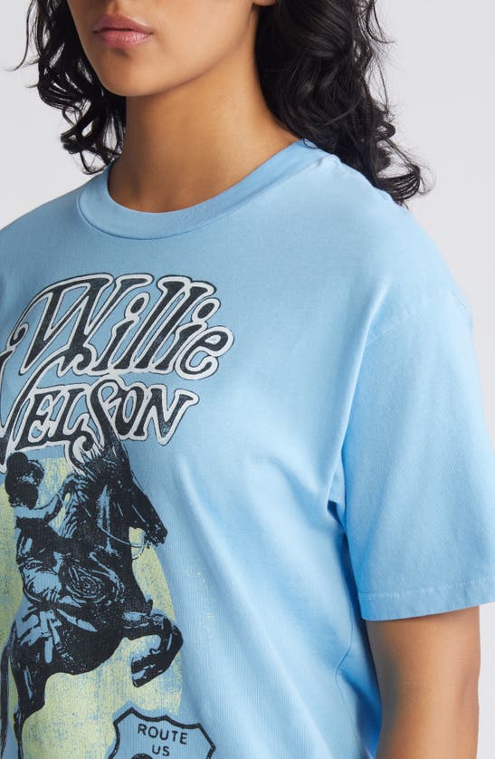 Shop Daydreamer Willie Nelson Route 66 Cotton Graphic T-shirt In Vintage Blue