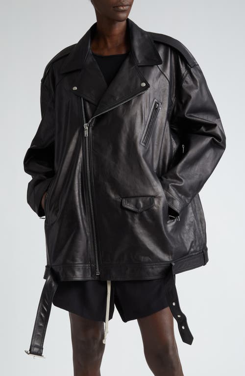 Rick Owens Oversize Leather Biker Jacket in Black at Nordstrom